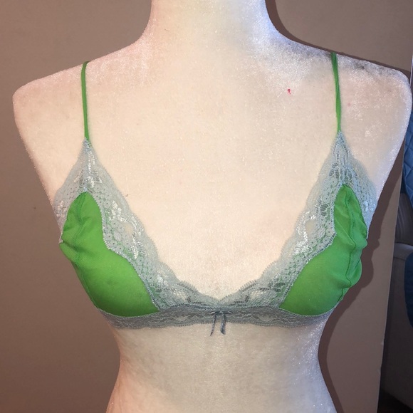 Mary Green Bralette Meadow Green/Light Blue Si… - Picture 1 of 3